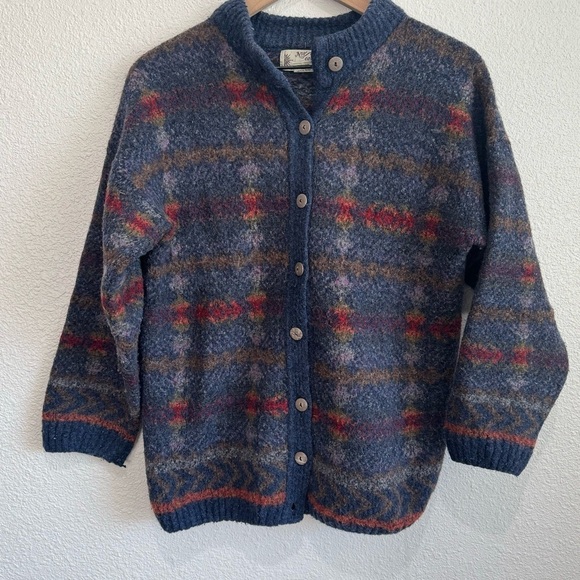 VTG Nor Easterly Made in Scotland Wool Blend Button up Cardigan XL Grandpacore - Picture 3 of 11